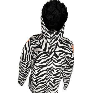 Fairplay, women’s Shiloh jacket zebra print black white zipper snaps 2 pockets